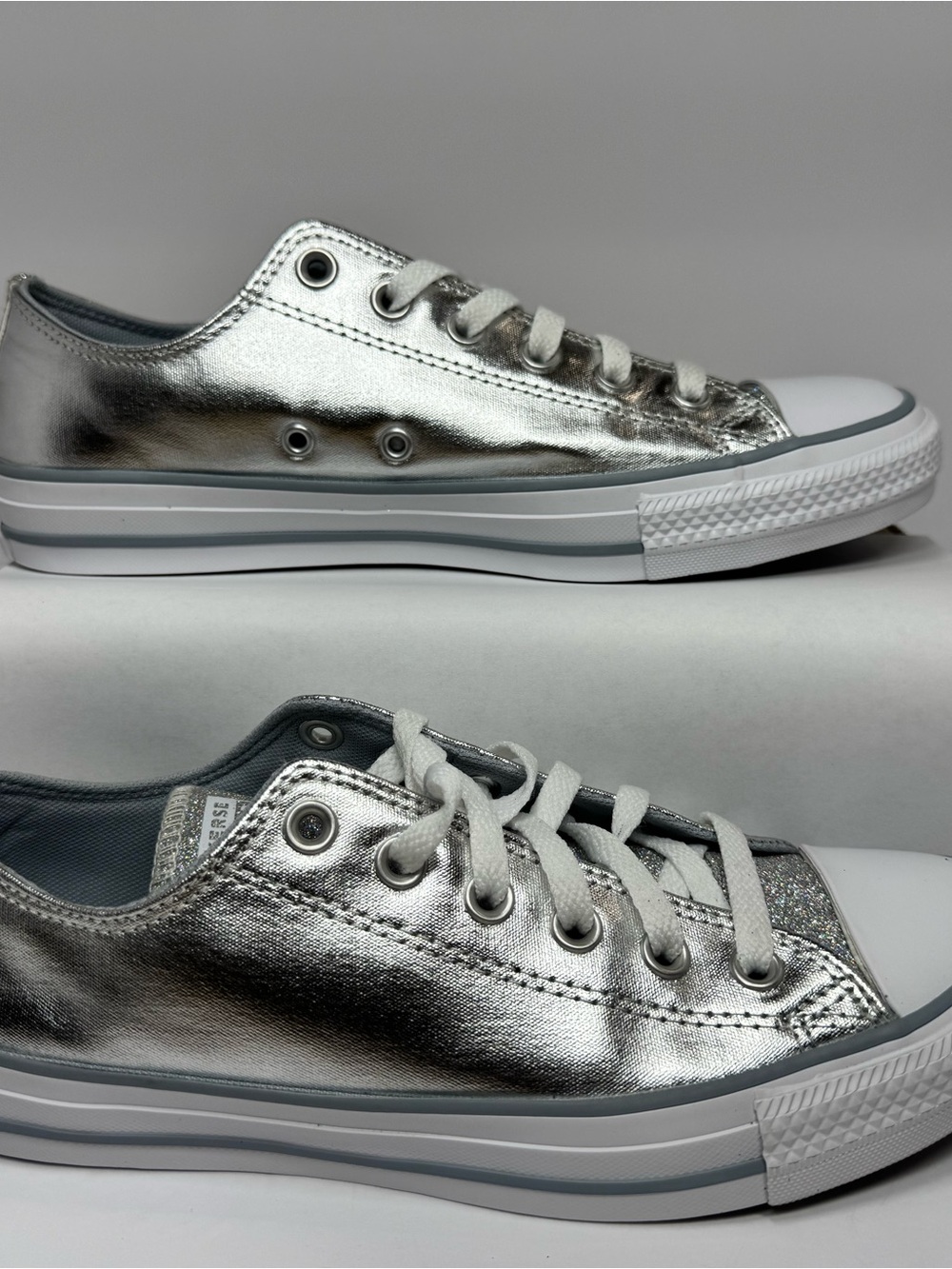 Woman’s Converse Shoes Silver Glitter Size 9 Chuck Taylor